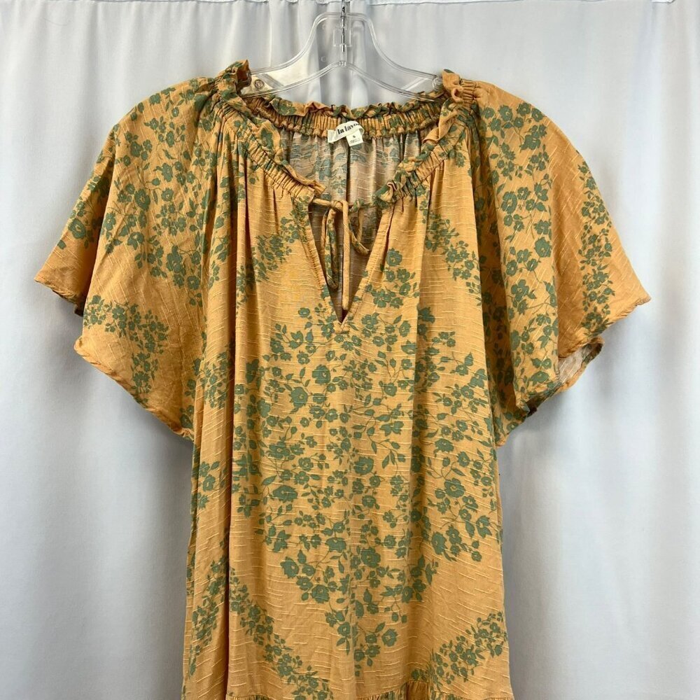 La Lavon. Women’s Floral Shift Dress Short Sleeve Orange/Green Size Small - Picture 2 of 8